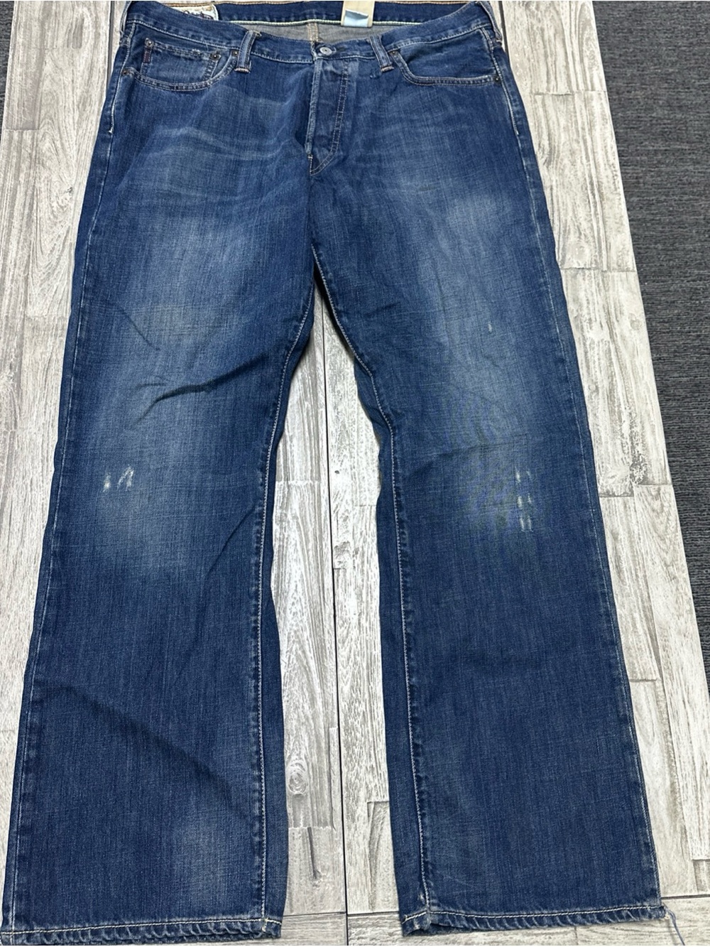Y2K Abercrombie & Fitch Low Rise Boot Cut Jeans Distress 34x32 Skater Butt Fly